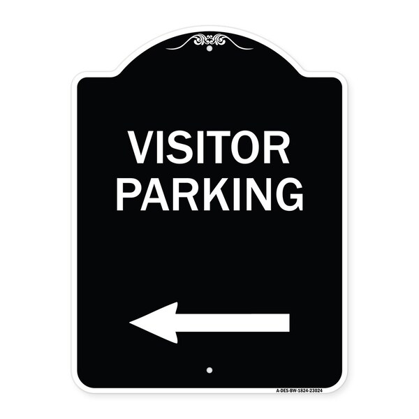 Signmission Reserved Parking Visitor Parking Arrow Pointing Left Heavy-Gauge Alum Sign, 24" x 18", BW-1824-23024 A-DES-BW-1824-23024 - main
